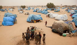 UNHCR refugee camp in Mangalze with Malian refugees.